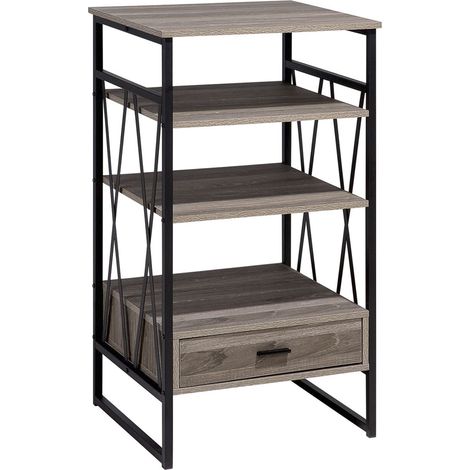 Estantería madera oscura negro gris pardo 101 cm librería mueble TV 3 baldas Keene