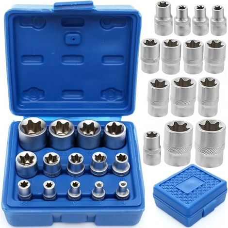 Jeu de 14 douilles Torx extérieures 1/2, 3/8 et 1/4 E4-E24 (1/2)