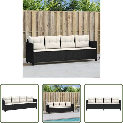 Gartenmöbel - Sonnenliege mit Kissen Schwarz Poly Rattan (1/5)