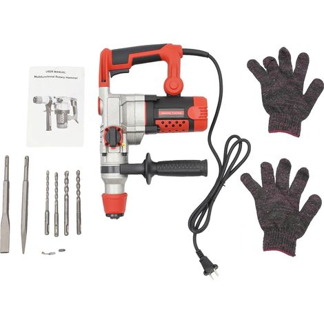 Marteau Électrique, Puissance 2200W, Capacité de Perçage Polyvalente, Rouge, UE (1/2)