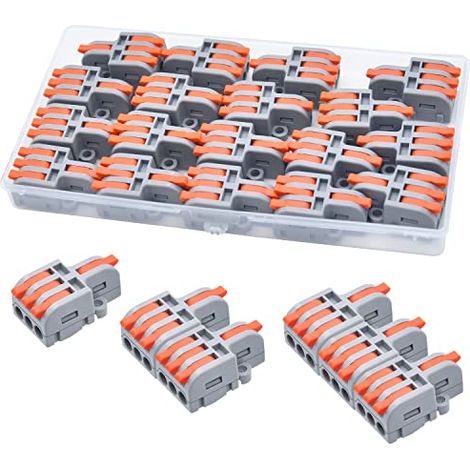 18 Pièces Connecteurs électriques avec levier, 1 Entrée 3 Sortie, Petit Connecteur de Fil Compact Avec Levier, Librement Combiné - (1/5)