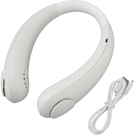Ventilateur de cou portable USB, ultra silencieux, réglable, sans pales, avec un flux d'air puissant pour l'été (blanc)
