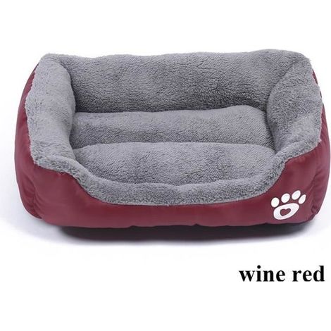 Couchage Panier Chien Chat Corbeille Coussin Rond Hiver Chaud en Peluche Lit Animal - Win Rouge 68x55x16cm (1/4)