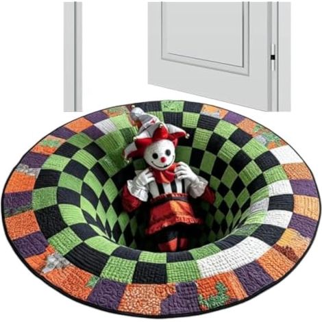 Tapis rond antidérapant illusion d'optique Halloween (1/5)
