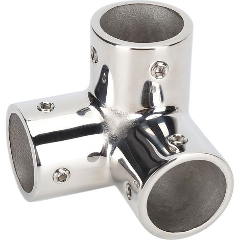 Dreiwege-T-Winkelstück aus hochglanzpoliertem Edelstahl 316 für Yachtreling, 22-mm-Winkelrohrverbinder, Zubehör für Schiffsgeländer (1/5)