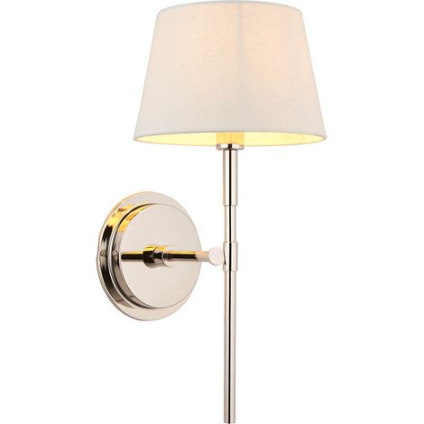 Endon Rennes & Cici Applique avec Abat-jour Plaque Nickel Brillant & Tissu Mélange Lin Ivoire (1/5)