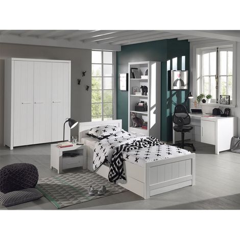 GASTON - Chambre 90x200cm + Armoire 3P + Pack Bureau (1/5)