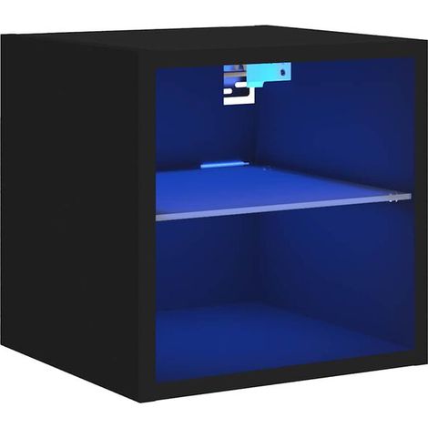 Meuble TV Mural Noir avec Éclairage LED, 30x28,5x30 cm (1/5)