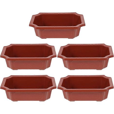 Lot de 5 pots de fleurs en plastique avec trous de drainage-18.5X14CM-Dark Red (1/4)