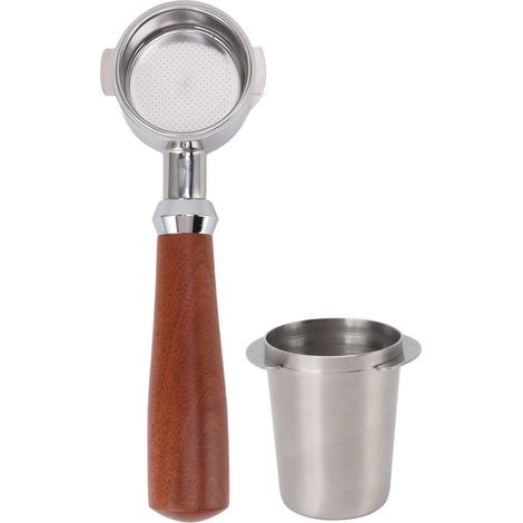 Porte-filtre sans fond 51 mm, 2 oreilles, amovible avec doseur de café moulu, pour machines à café 51 mm, argent (1/4)