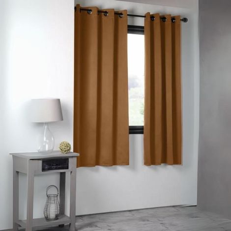 Rideau occultant uni 210gr/m2 Tabac 135x250 cm