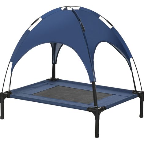 Panier pour animaux avec auvent bleu pliable résistant aux intempéries