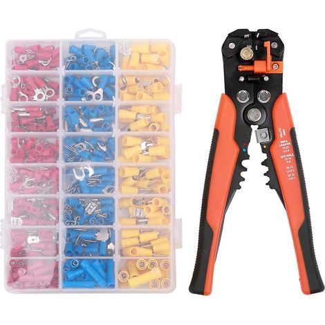 Kit de connexion de câbles électriques avec pince à dénuder et à sertir automatique 5 en 1 et 400 connecteurs
