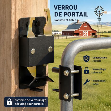 Serrure et Verrou de Portillon Style Américain Modèle JL250320 pour Porte Tube d'Acier Bois Métal Clôture Jardin 270 g – Livraison gratuite (1/5)