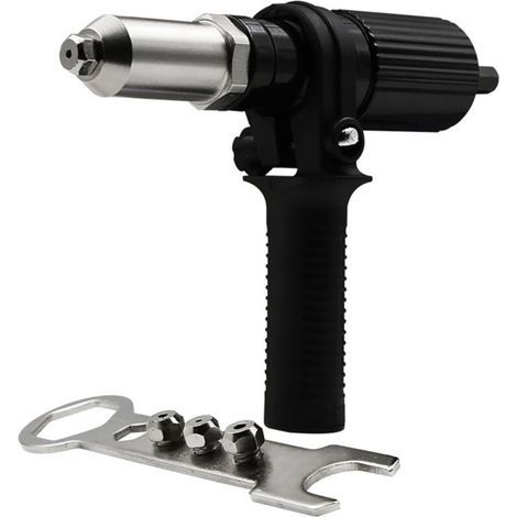 Adaptateur Riveteuse, Kit d'adaptateur de Pistolet à Riveter pour Perceuse électrique sans Fil, Pistolet à Riveter électrique Rivetage Outil (1/4)