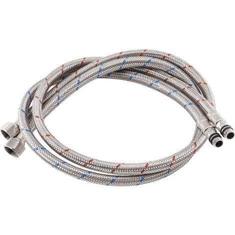 2 Pieces 80 cm x G3/8 x M10 Flexible Connecting Hoses Kitchen Taps, Flexible Hose for Tap, Braided Stainless Steel Extension Sink Tubes, for Kitchen Bathroom (1/5)