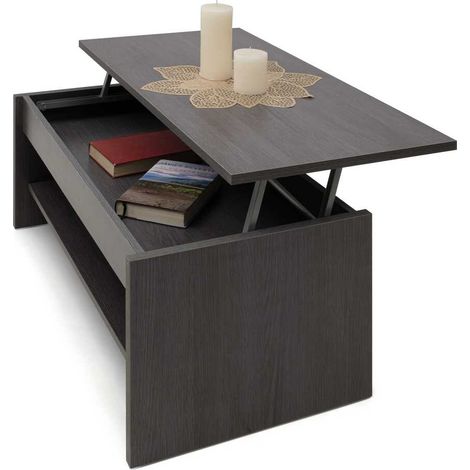 Mesa de Centro Elevable 100x50x44 a 57cm acabado color ceniza