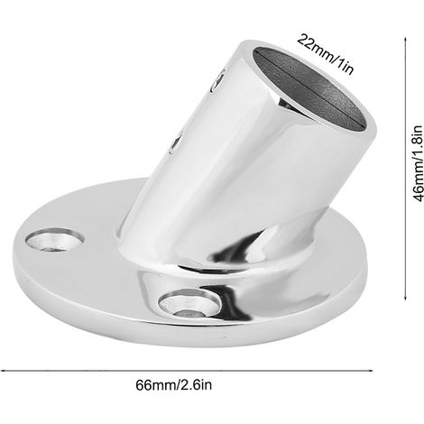 Raccord de main courante pour bateau marin inox base ronde 60° 22 mm 7/8 pouce (1/5)