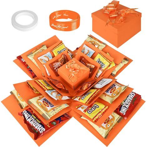 Überraschungsbox, Explosionsbox, Überraschungsgeschenkbox, Geburtstagsüberraschungsbox, DIY-Explosionsbox für Weihnachten, Geburtstag, Valentinstag, Orange (1/5)