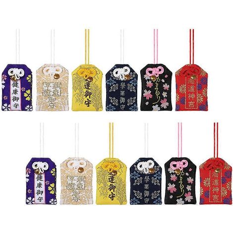 12 décorations d'amulettes japonaises, sacs à amulettes de style japonais, sacs de bénédiction exquis (1/5)