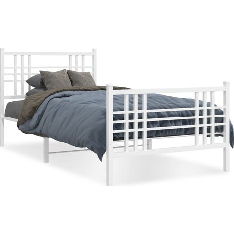 Maison Exclusive - Giroletto con Testiera e Pediera Metallo Bianco 107x203 cm (1/5)