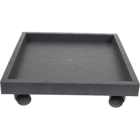 Support Roulant pour Pot De Fleurs Carré en Résine PP Gris 360, Plateau Plat Mobile pour Grands Pots Intérieur Extérieur avec roulettes Universelles Multidirectionnelles