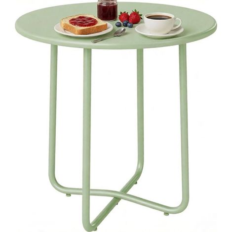 Runder Outdoor-Beistelltisch aus Metall, grün, Ø 48 x 51 cm (1/4)
