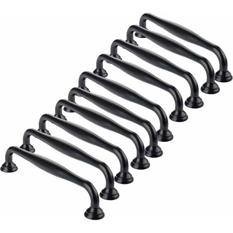 Set mit 10 schwarzen Möbelgriffen – schwarze Küchenschrankgriffe, Türgriffe, Schubladengriffe, Schlafzimmergriffe, 96 mm Lochabstand, Griffe für Kleiderschränke (1/5)