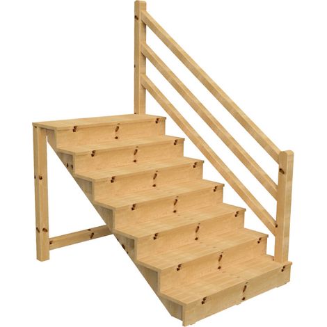 Außentreppe VENEZIA mit Treppengeländer rechts, 7 Stufen, H122cm B120cm, mit Setzstufen