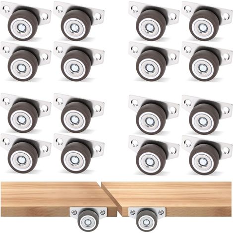 16 Türstützrollen, Linearführungsrollen für Tischbeine, feste Seitenrollen, 1 Zoll, braun (1/5)