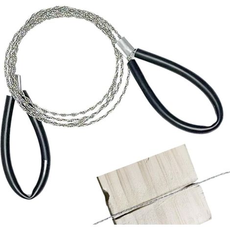 Scie à fil en acier inoxydable pour tuyaux en PVC, tuyaux, tubes, outils généraux, scie à câble dentelée de 75 cm avec deux poignées pour couper le bois, le plastique, l'os, le caoutchouc (1/5)