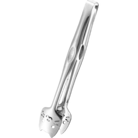 Pince à glaçons multifonction en acier inoxydable pour barbecue, pince à glaçons dorée, longue poignée antidérapante (chat argenté) (1/5)