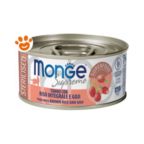 Monge Supreme Cat Adult Serilised Tonno con Riso Integrale e Goji - Monge Supreme Cat Adult Serilised Tonno con Riso Integrale e Goji - Lattina Da 80 Gr