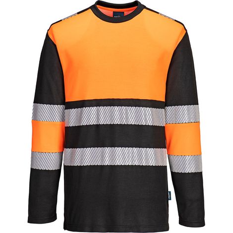 Maglietta Pw3 Hi-vis Classe 1 L/s - XL - Arancione/nero - Portwest