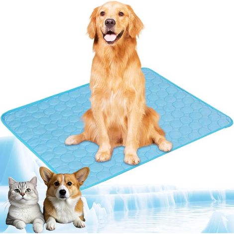 Tapis rafraîchissant pour chien, tapis rafraîchissant pour animaux de compagnie, tapis de glace, convient aux chats et aux chiens, 150 x 100 cm, bleu (1/5)