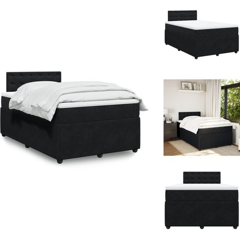 Sommier à lattes de lit avec matelas noir 120x190 cm velours - Sommier À Lattes De Lit - Sommiers À Lattes De Lit - Lit - Meuble De Chambre À Coucher (1/5)