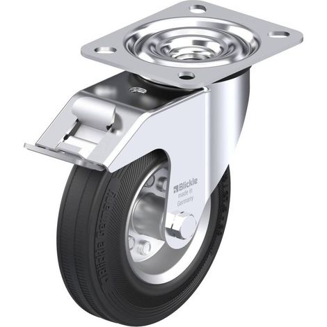 [NEUWERTIG] B-Ware Blickle Lenkrolle Bockrolle Rad Feststeller Vollgummi Stahlblech ø125mm Le Ve (1/2)