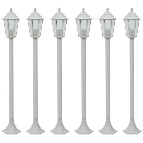 Garden Post Lights 6 pcs E27 110 cm Aluminium White vidaXL