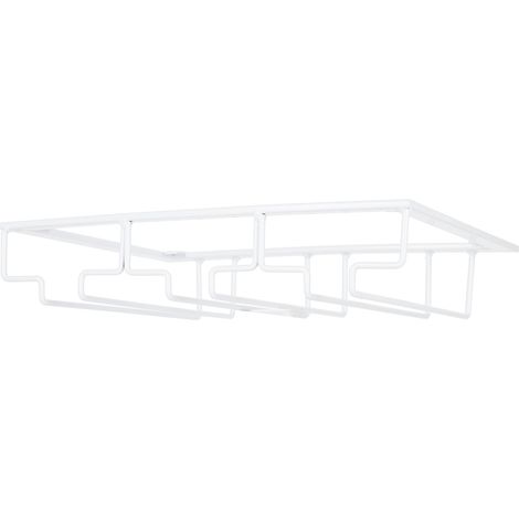 Porte-verres à vin à suspendre sous un meuble, en métal, pour bar ou cuisine, 3 emplacements, 30 x 22,5 cm, blanc.