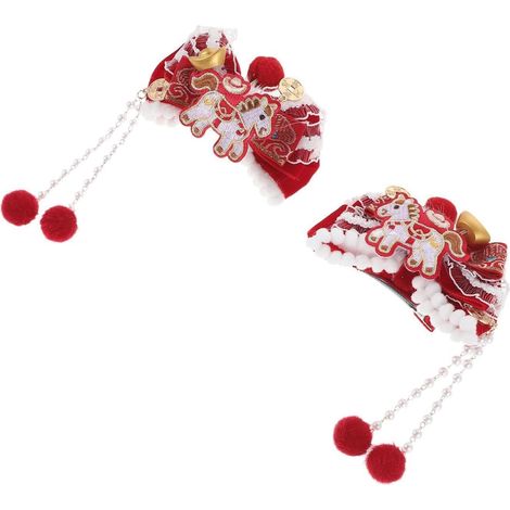 Girls' Hair Clips, Red Ponytail, Set of Two for Boys (1/5)