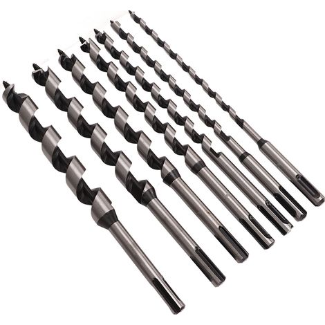 Ensemble de 7 mèches à tarière en acier au carbone robustes à queue hexagonale allongée, couleur argent (1/5)