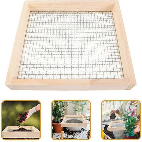Tamis à sable en bois pour jardin, filtre pour compost, terre, pierres, tamis à sable carré (1/4)