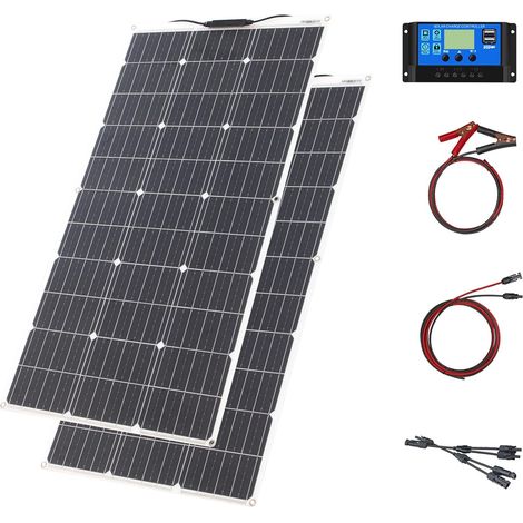 Kit Panneaux Solaires Flexible Monocristallin Panneau Solaire Module 200W 20A 12V/24V Régulateur Charge Solaire Solaire Pour, Bateau, Système autonome, Camping, Balcon, Système Solaire, Camping car (1/5)