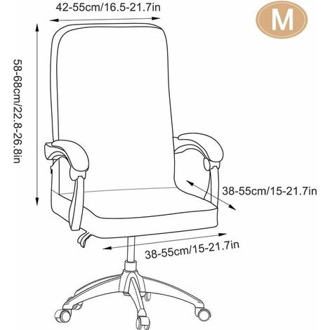 Housses élastiques pour chaise de bureau sans housse d'accoudoir motif jacquard avec dossier haut pour chaise d'ordinateur amovible pour chaise pivotante universelle Noir M