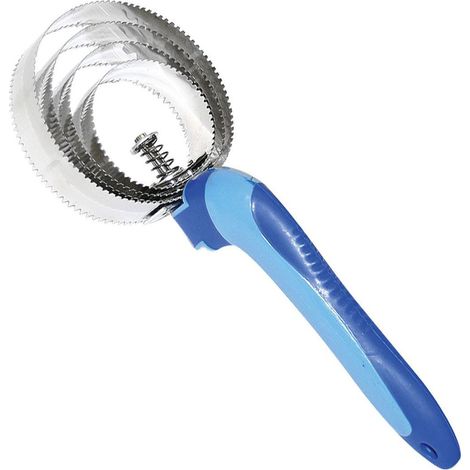 Striglia a lame rotonde in acciaio inox con manico antiscivolo bicolore - Rosso