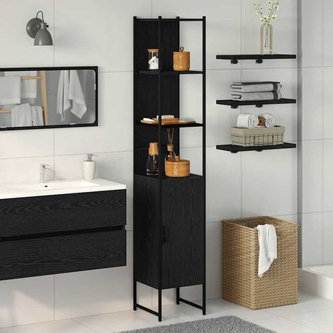 Badezimmerschrank Schwarz Eichen-Optik 33 x 33 x 185,5 cm