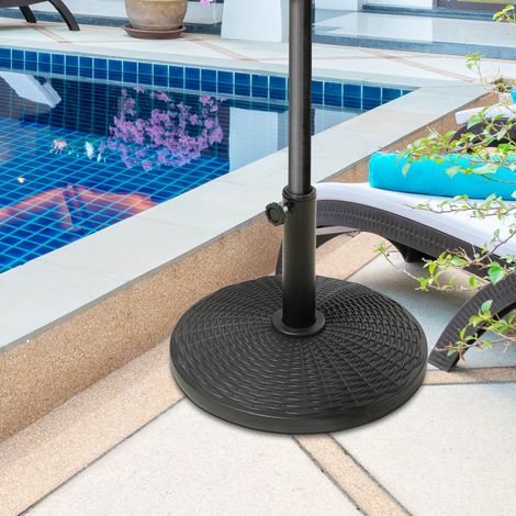 Pied de parasol rond base de lestage Ø 44.5 x 32 cm résine imitation rotin noir bronze
