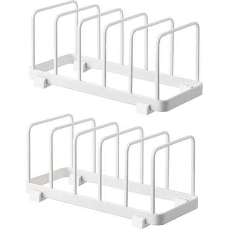 Assiette Organisateur, Égouttoir à Vaisselle, Supports à Assiettes, Organisateur d'Étagère à Assiettes, Rangement de Planche à Découper pour Cuisine Comptoir Placard (Blanche, 2 Pièces)