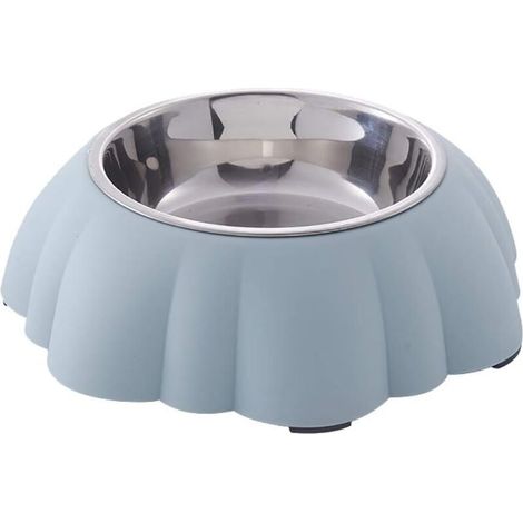 Gamelle en acier inoxydable en forme de citrouille pour chien et chat avec design anti-renversement pour nourriture et eau pour petits chiens et chats 21,5 x 6,5 cm (Bleu)-Ensoleillé