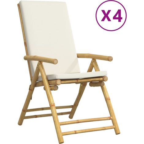 Chaises de bistro pliantes lot de 4 et coussins blanc crème (1/5)